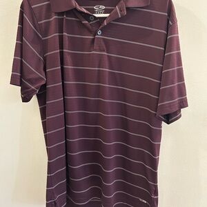 Champion Duo Dry Men’s Polo Shirt Size M Burgundy striped Performance Polo